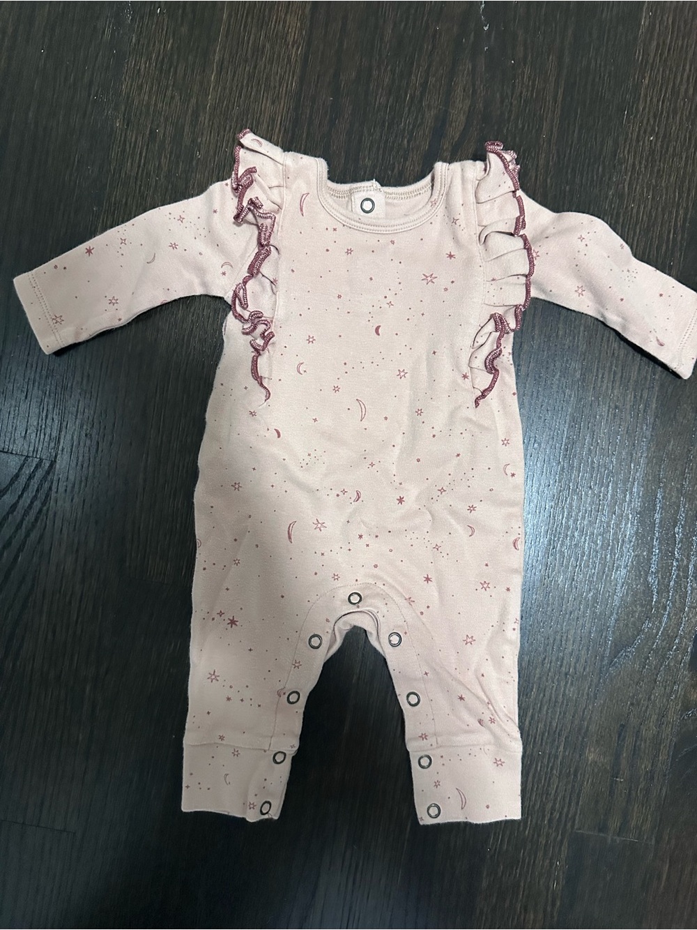Pehr Celestial Pink Ruffle-Trim Star & Moon One-Piece
